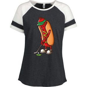 Funny Golfing Hot Dog Golf Gifts For Golfer Enza Ladies Jersey Colorblock Tee