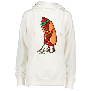 Funny Golfing Hot Dog Golf Gifts For Golfer Womens Funnel Neck Pullover Hood