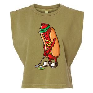 Funny Golfing Hot Dog Golf Gifts For Golfer Garment-Dyed Women's Muscle Tee