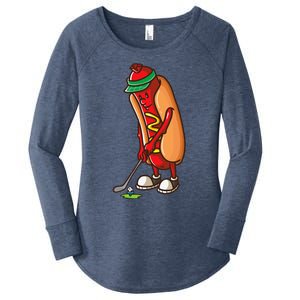 Funny Golfing Hot Dog Golf Gifts For Golfer Women's Perfect Tri Tunic Long Sleeve Shirt