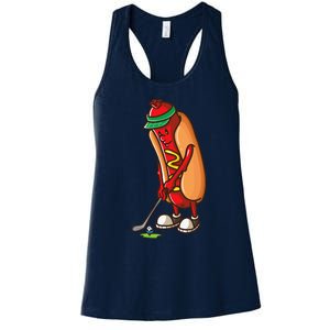 Funny Golfing Hot Dog Golf Gifts For Golfer Women's Racerback Tank