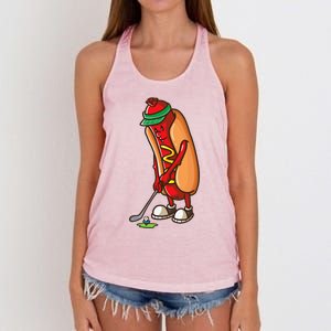 Funny Golfing Hot Dog Golf Gifts For Golfer Women's Knotted Racerback Tank