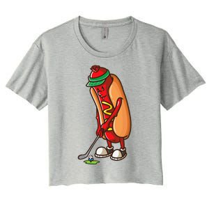 Funny Golfing Hot Dog Golf Gifts For Golfer Women's Crop Top Tee