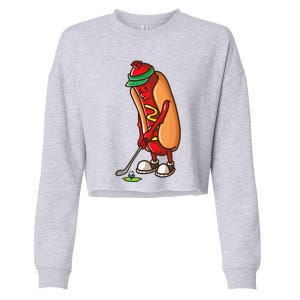 Funny Golfing Hot Dog Golf Gifts For Golfer Cropped Pullover Crew