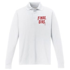 Final Girl Horror Movie Inspired Performance Long Sleeve Polo