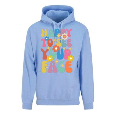 Funny Groovy Happy To See Your Face Teachers Students First Day Of School Unisex Surf Hoodie