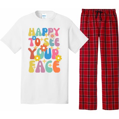 Funny Groovy Happy To See Your Face Teachers Students First Day Of School Pajama Set