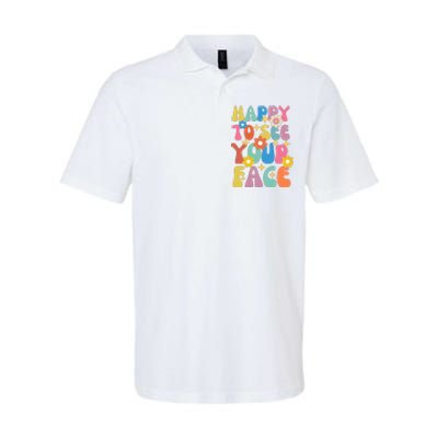 Funny Groovy Happy To See Your Face Teachers Students First Day Of School Softstyle Adult Sport Polo