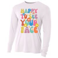 Funny Groovy Happy To See Your Face Teachers Students First Day Of School Cooling Performance Long Sleeve Crew