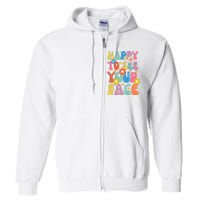 Funny Groovy Happy To See Your Face Teachers Students First Day Of School Full Zip Hoodie