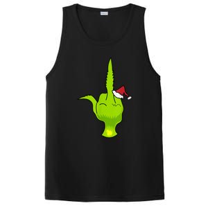 Funny Green Hand Middle Finger Xmas Santa PosiCharge Competitor Tank