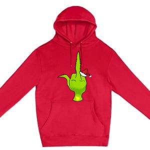 Funny Green Hand Middle Finger Xmas Santa Premium Pullover Hoodie