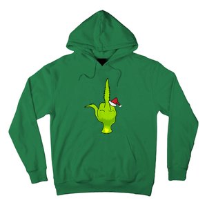 Funny Green Hand Middle Finger Xmas Santa Hoodie