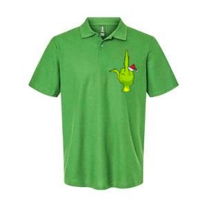 Funny Green Hand Middle Finger Xmas Santa Softstyle Adult Sport Polo