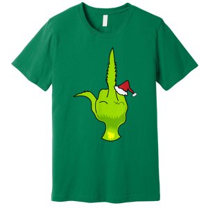 Funny Green Hand Middle Finger Xmas Santa Premium T-Shirt