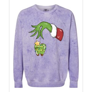 Funny Grinchmas Hand Christmas Lights Tooth Dental Dentist Colorblast Crewneck Sweatshirt