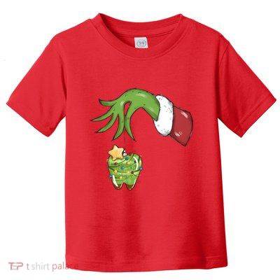 Funny Grinchmas Hand Christmas Lights Tooth Dental Dentist Toddler T-Shirt