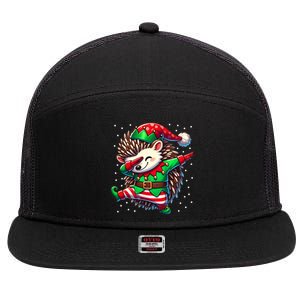 Funny Gift Hedgehog Lover Christmas Hedgehog Elf 7 Panel Mesh Trucker Snapback Hat