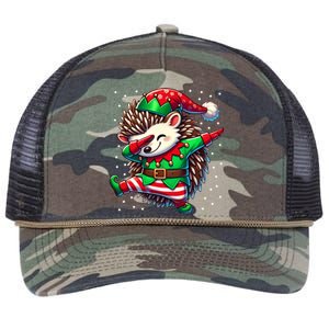 Funny Gift Hedgehog Lover Christmas Hedgehog Elf Retro Rope Trucker Hat Cap