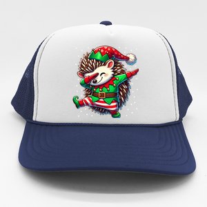 Funny Gift Hedgehog Lover Christmas Hedgehog Elf Trucker Hat