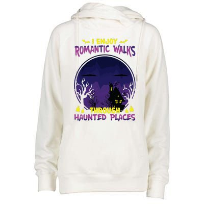 Funny Ghost Hunting Romantic Walk Paranormal Halloween Womens Funnel Neck Pullover Hood