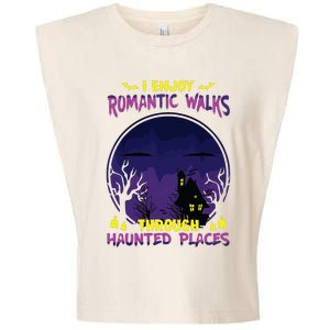 Funny Ghost Hunting Romantic Walk Paranormal Halloween Garment-Dyed Women's Muscle Tee