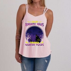 Funny Ghost Hunting Romantic Walk Paranormal Halloween Women's Strappy Tank