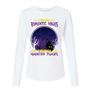 Funny Ghost Hunting Romantic Walk Paranormal Halloween Womens Cotton Relaxed Long Sleeve T-Shirt