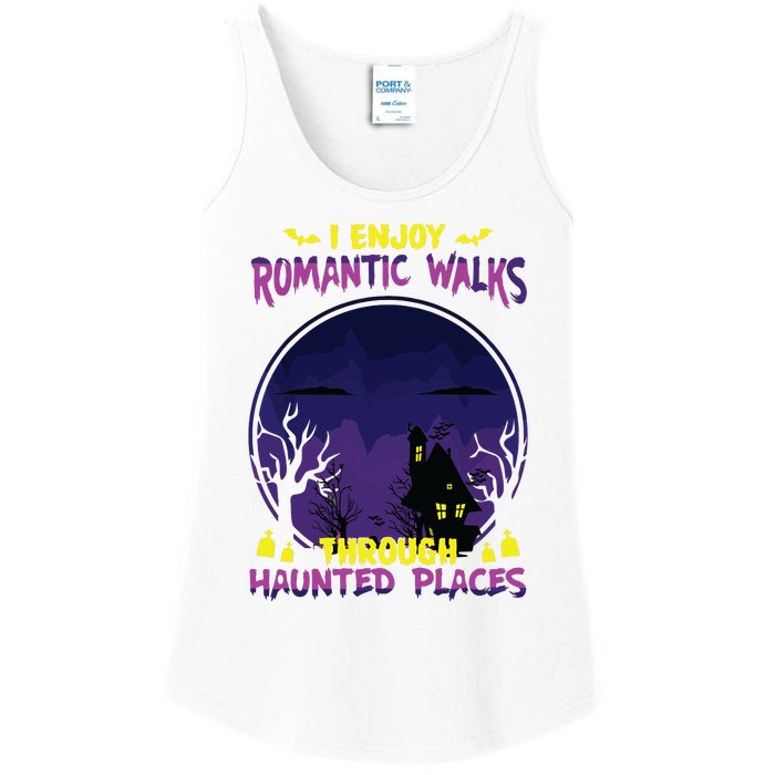 Funny Ghost Hunting Romantic Walk Paranormal Halloween Ladies Essential Tank