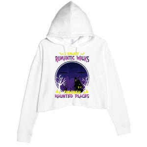 Funny Ghost Hunting Romantic Walk Paranormal Halloween Crop Fleece Hoodie