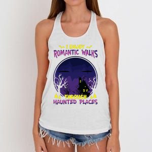 Funny Ghost Hunting Romantic Walk Paranormal Halloween Women's Knotted Racerback Tank