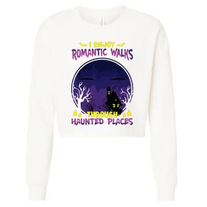 Funny Ghost Hunting Romantic Walk Paranormal Halloween Cropped Pullover Crew