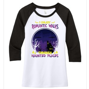 Funny Ghost Hunting Romantic Walk Paranormal Halloween Women's Tri-Blend 3/4-Sleeve Raglan Shirt