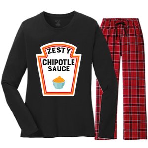 Funny Group Halloween Costume Chipotle Sauce Group Condiment Women's Long Sleeve Flannel Pajama Set 