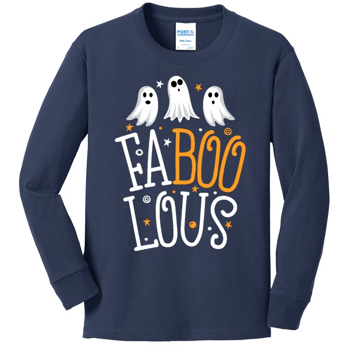 Faboolous Ghost Halloween Funny Boo Crew Pun Kids Long Sleeve Shirt