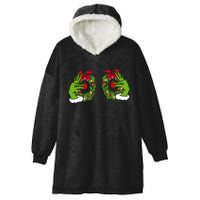 Funny Grinch Hands Is On The Breast Christmas Hooded Wearable Blanket