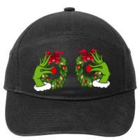 Funny Grinch Hands Is On The Breast Christmas 7-Panel Snapback Hat