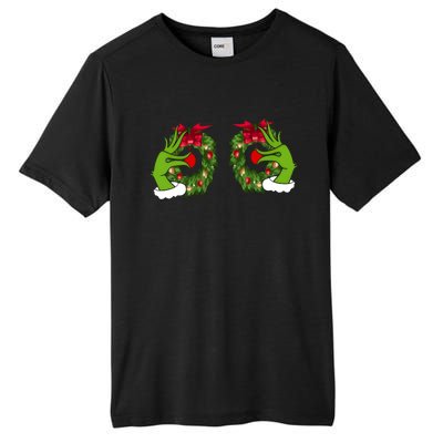 Funny Grinch Hands Is On The Breast Christmas Tall Fusion ChromaSoft Performance T-Shirt