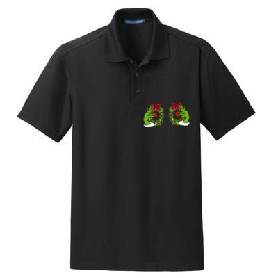 Funny Grinch Hands Is On The Breast Christmas Dry Zone Grid Polo