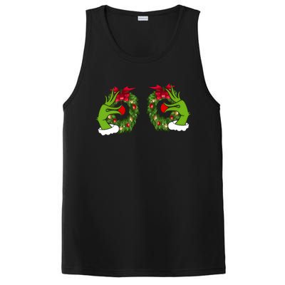 Funny Grinch Hands Is On The Breast Christmas PosiCharge Competitor Tank