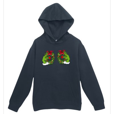 Funny Grinch Hands Is On The Breast Christmas Urban Pullover Hoodie