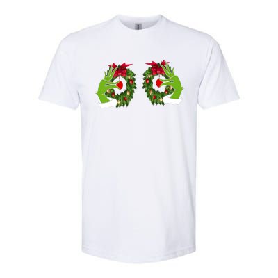 Funny Grinch Hands Is On The Breast Christmas Softstyle CVC T-Shirt