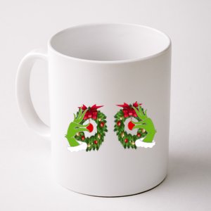 Funny Grinch Hands Is On The Breast Christmas Coffee Mug