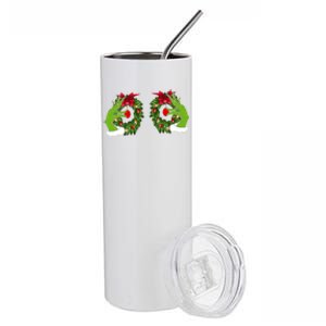 Funny Grinch Hands Is On The Breast Christmas Stainless Steel Tumbler