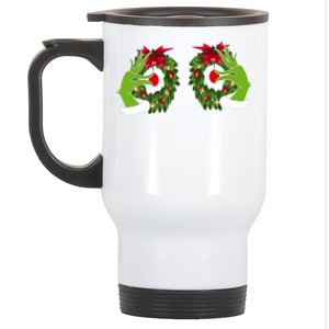 Funny Grinch Hands Is On The Breast Christmas Stainless Steel Travel Mug