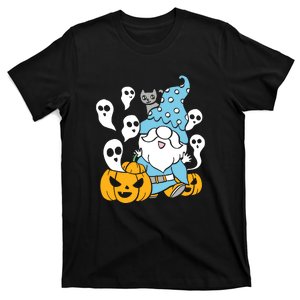 Funny Gnomes Halloween With Pumpkin Ghost Leopard Design Long Sleeve T-Shirt