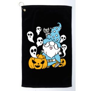 Funny Gnomes Halloween With Pumpkin Ghost Leopard Design Long Sleeve Platinum Collection Golf Towel