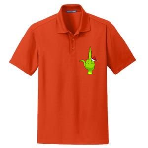 Funny Green Hand Middle Finger Xmas Santa Dry Zone Grid Polo