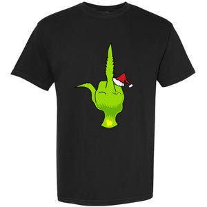 Funny Green Hand Middle Finger Xmas Santa Garment-Dyed Heavyweight T-Shirt