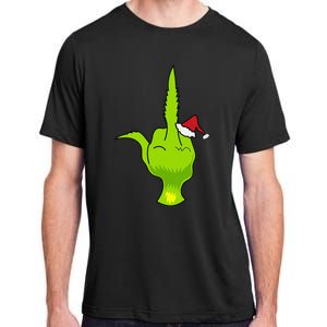 Funny Green Hand Middle Finger Xmas Santa Adult ChromaSoft Performance T-Shirt